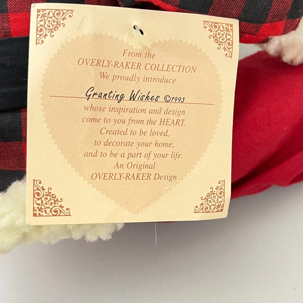Overly-Raker Santa Claus Doll  Red Buffalo Plaid Vintage 1993 Plush 19